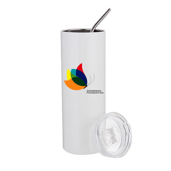 20oz Stainless Steel Tumbler W/Straw & Lid - Sublimated Logo Thumbnail